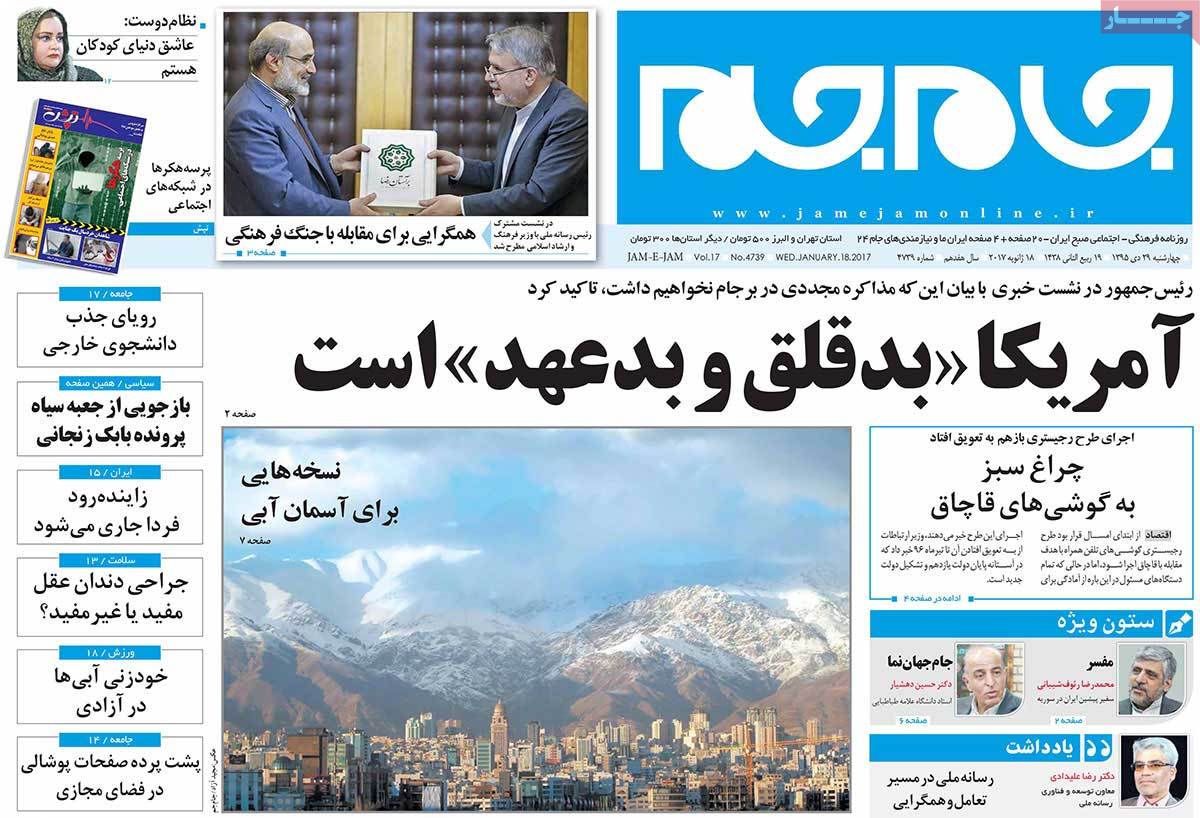 A Look at Iranian Newspaper Front Pages on January 18