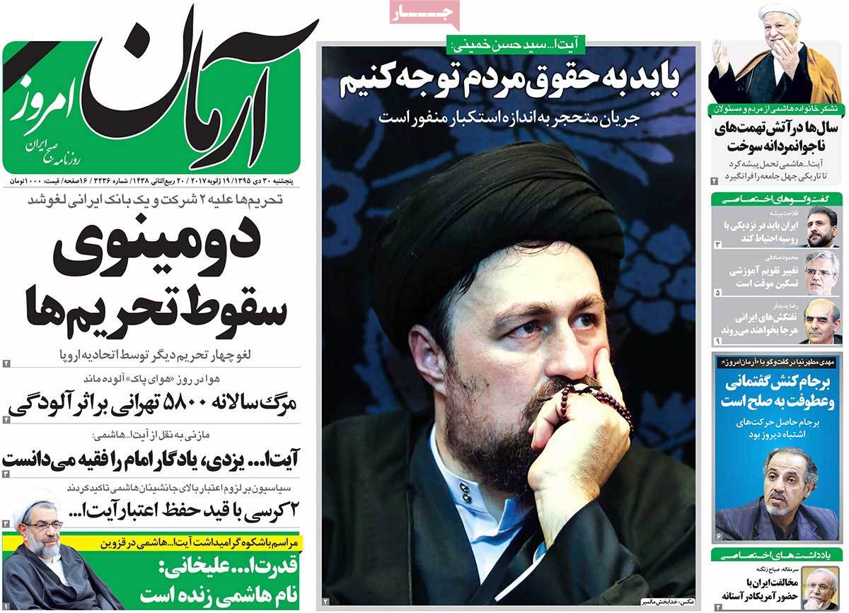 A Look at Iranian Newspaper Front Pages on January 19