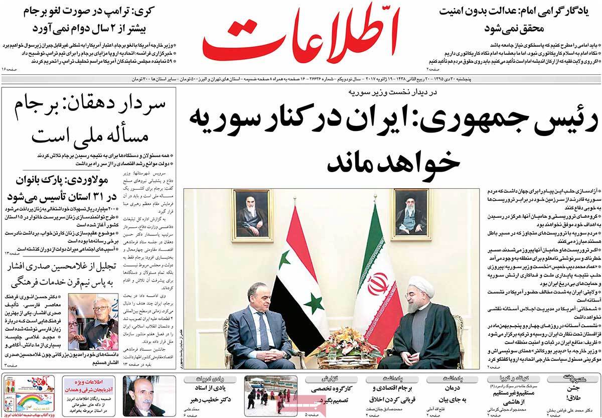 A Look at Iranian Newspaper Front Pages on January 19