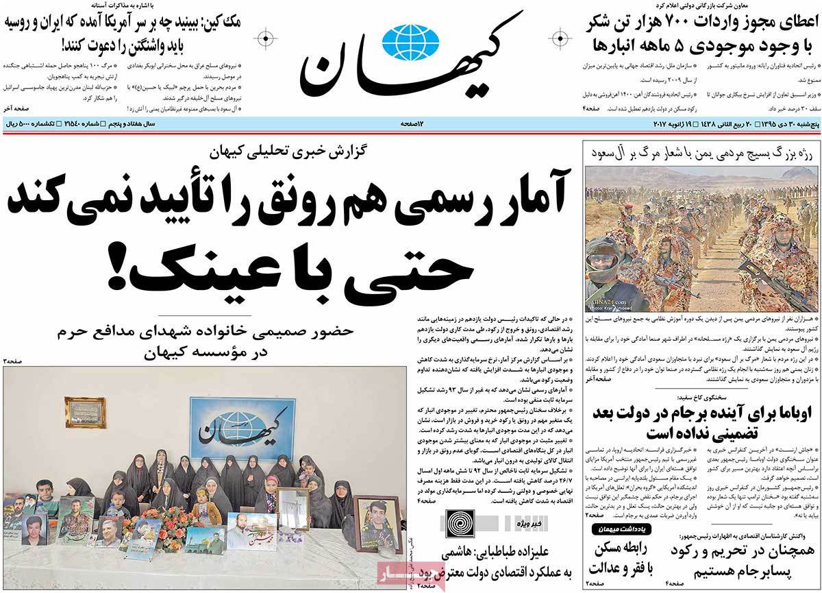 A Look at Iranian Newspaper Front Pages on January 19