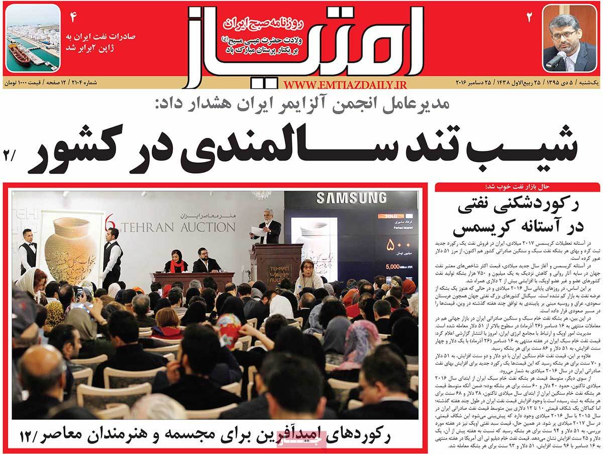 A Look at Iranian Newspaper Front Pages on December 25