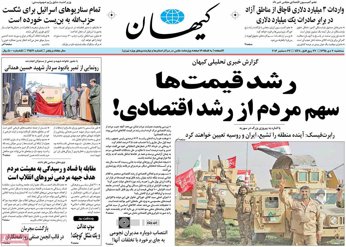 A Look at Iranian Newspaper Front Pages on December 27