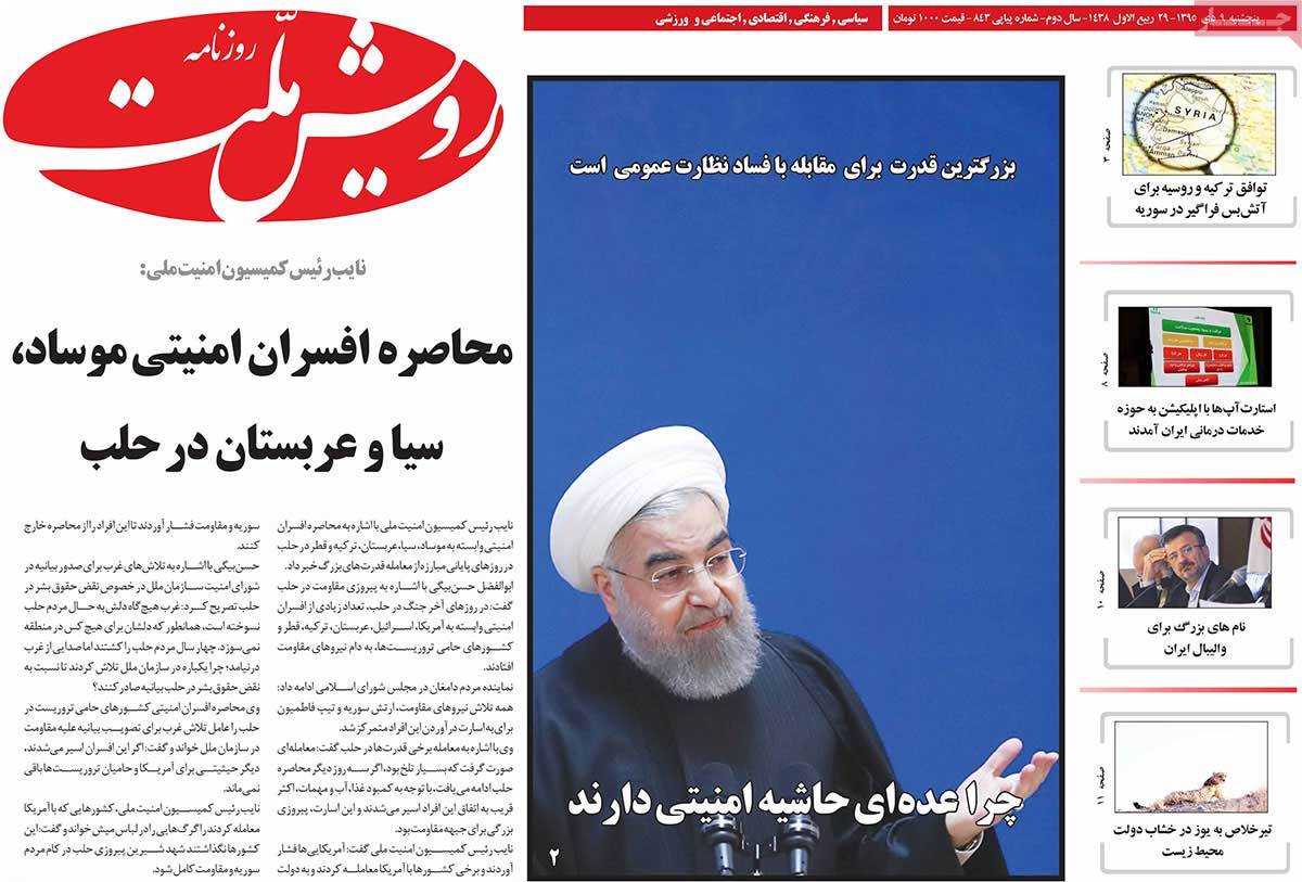 A Look at Iranian Newspaper Front Pages on December 29