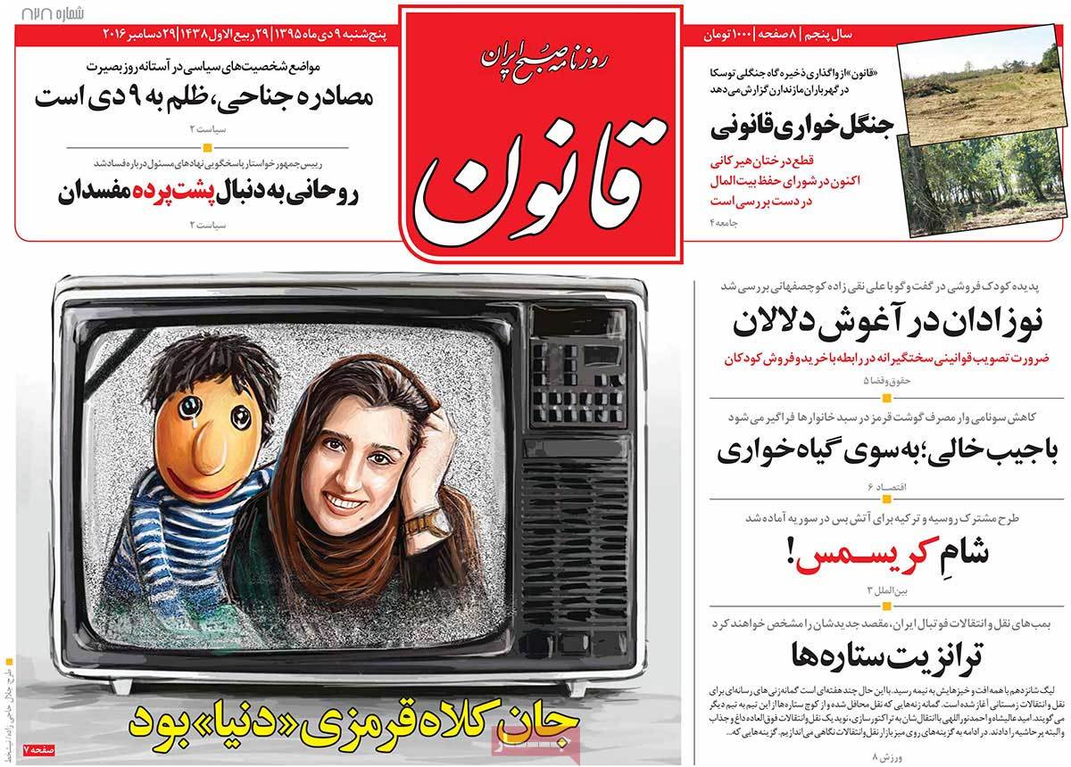 A Look at Iranian Newspaper Front Pages on December 29