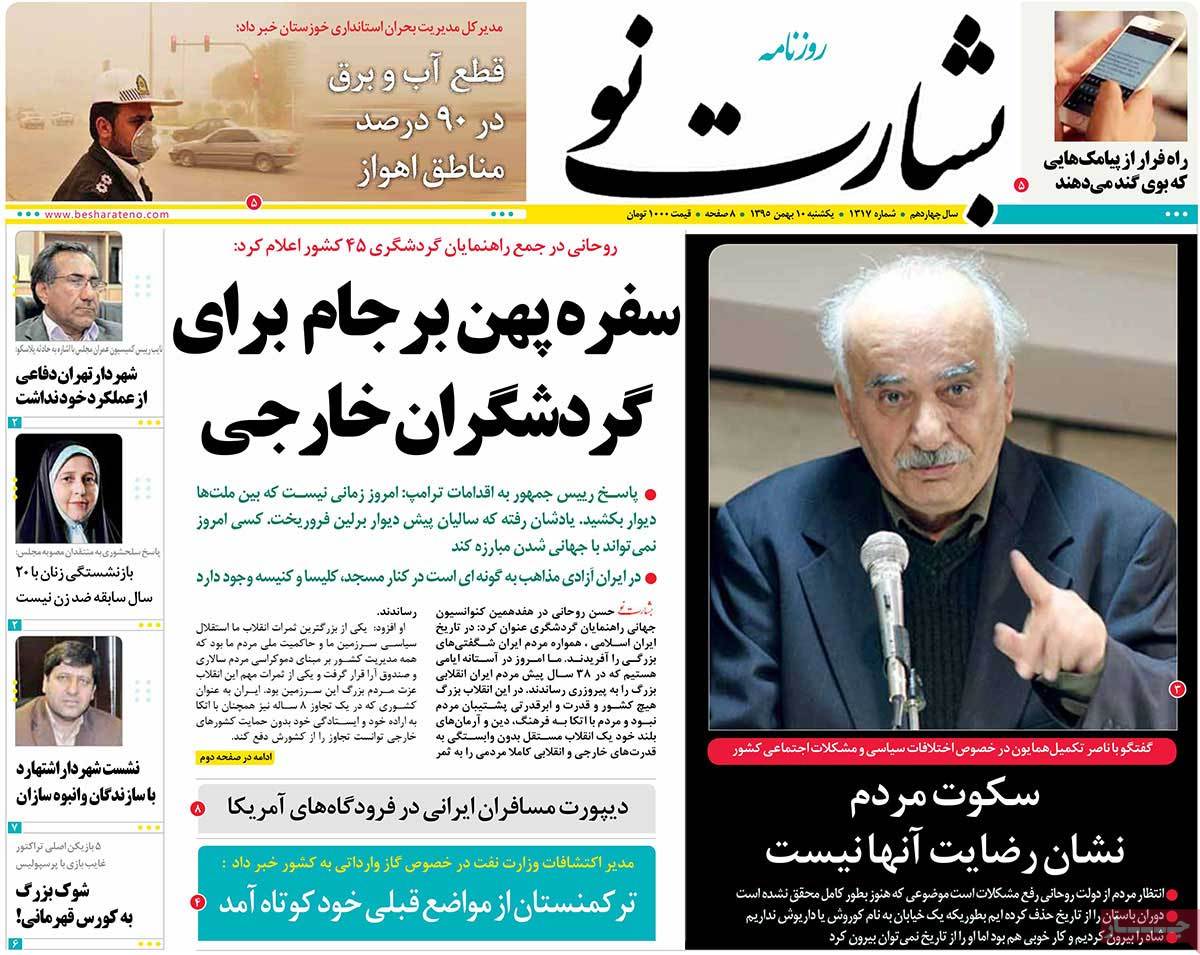 A Look at Iranian Newspaper Front Pages on January 29