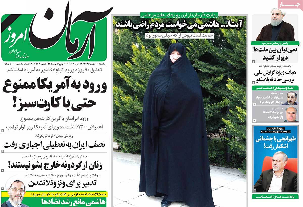 A Look at Iranian Newspaper Front Pages on January 29