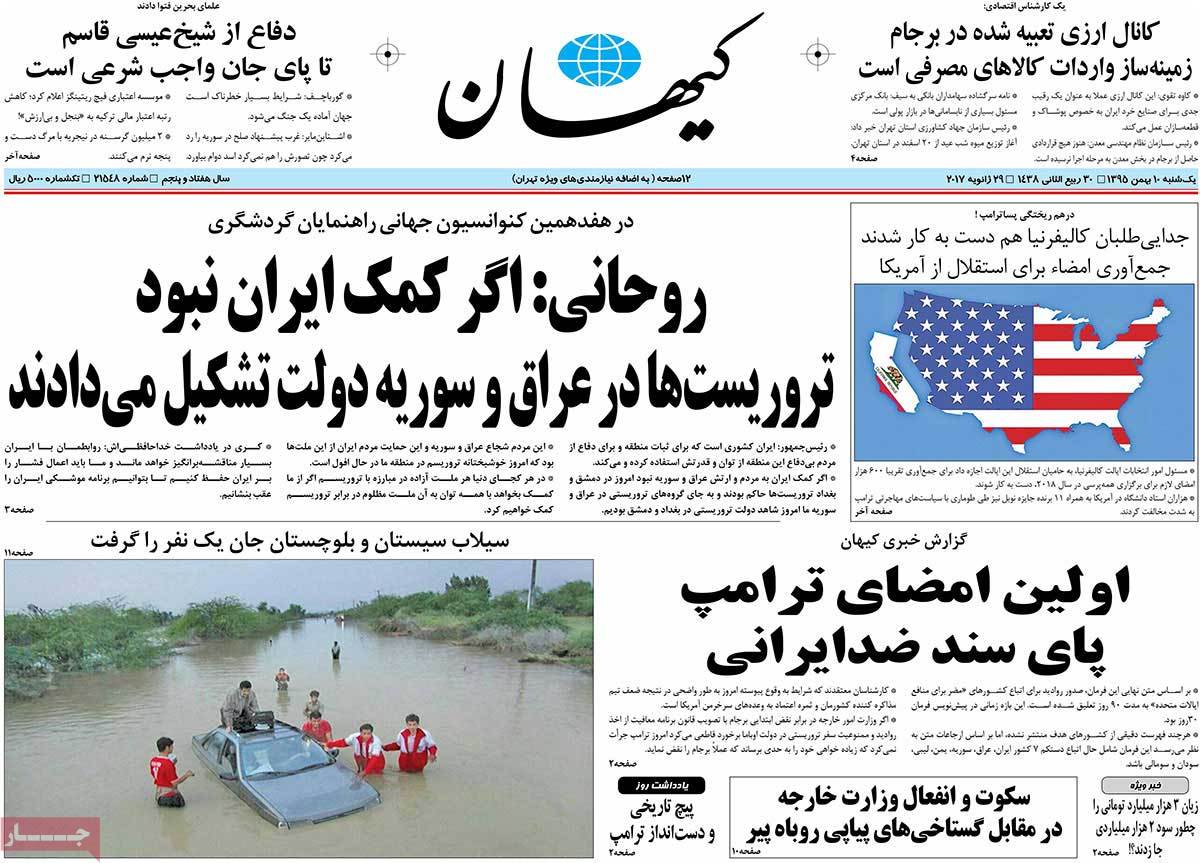 A Look at Iranian Newspaper Front Pages on January 29