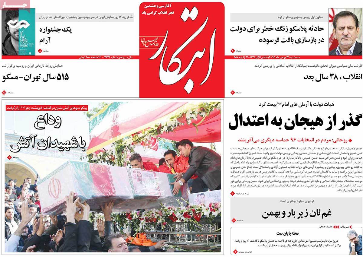 A Look at Iranian Newspaper Front Pages on January 31