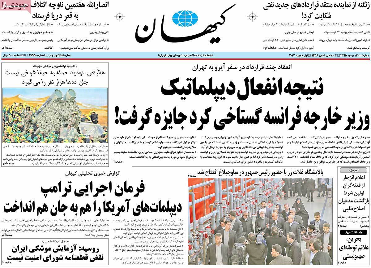 A Look at Iranian Newspaper Front Pages on February 1