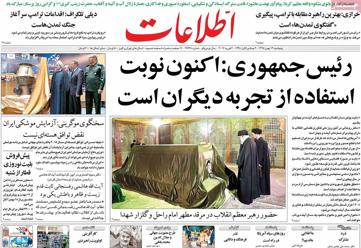 A Look at Iranian Newspaper Front Pages on February 2