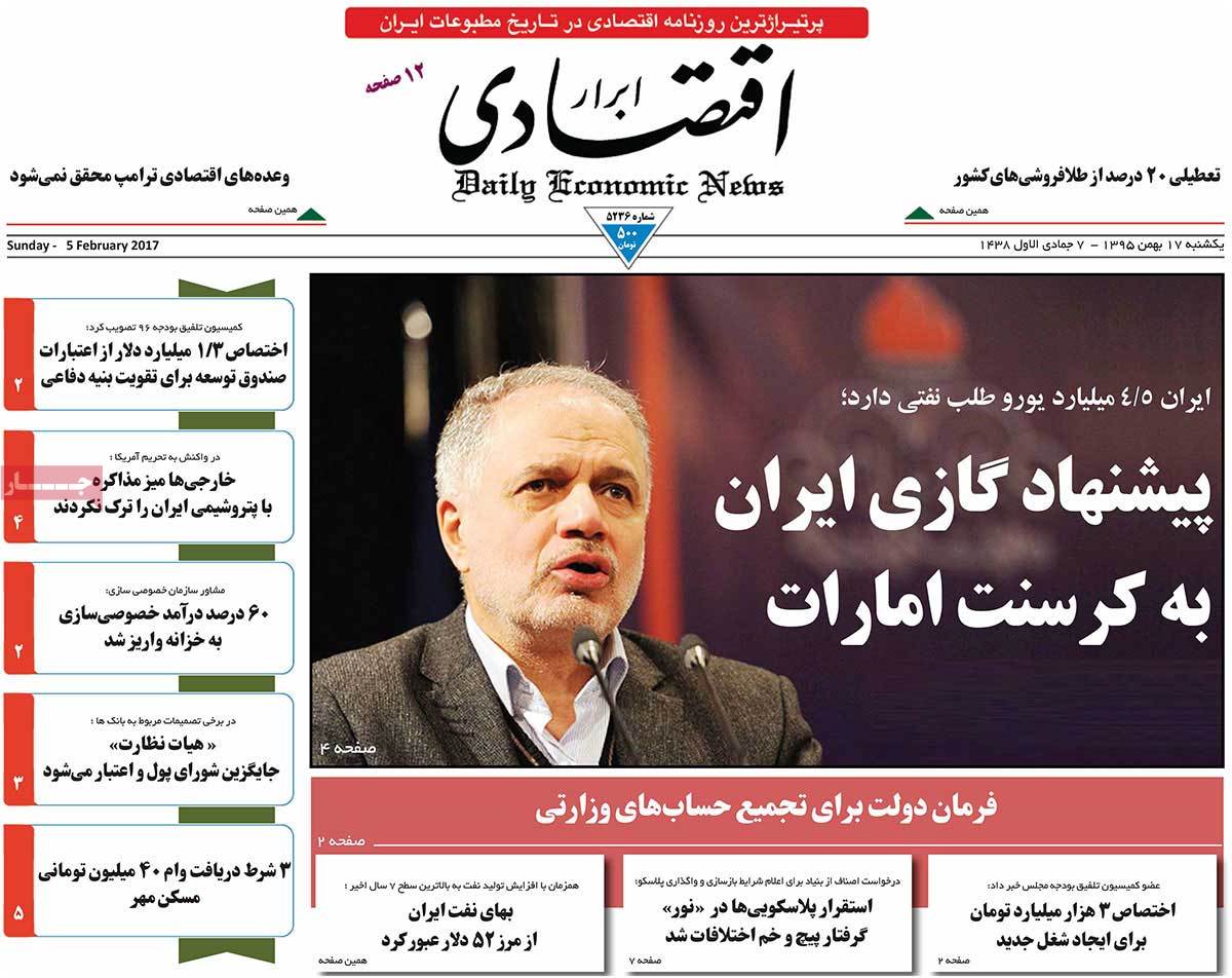 A Look at Iranian Newspaper Front Pages on February 5