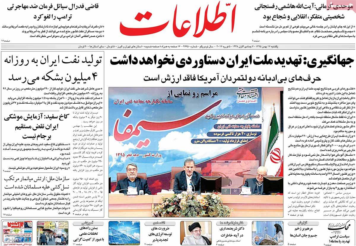 A Look at Iranian Newspaper Front Pages on February 5