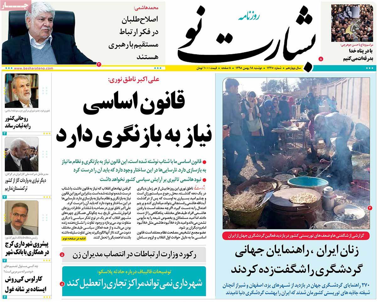 A Look at Iranian Newspaper Front Pages on February 6