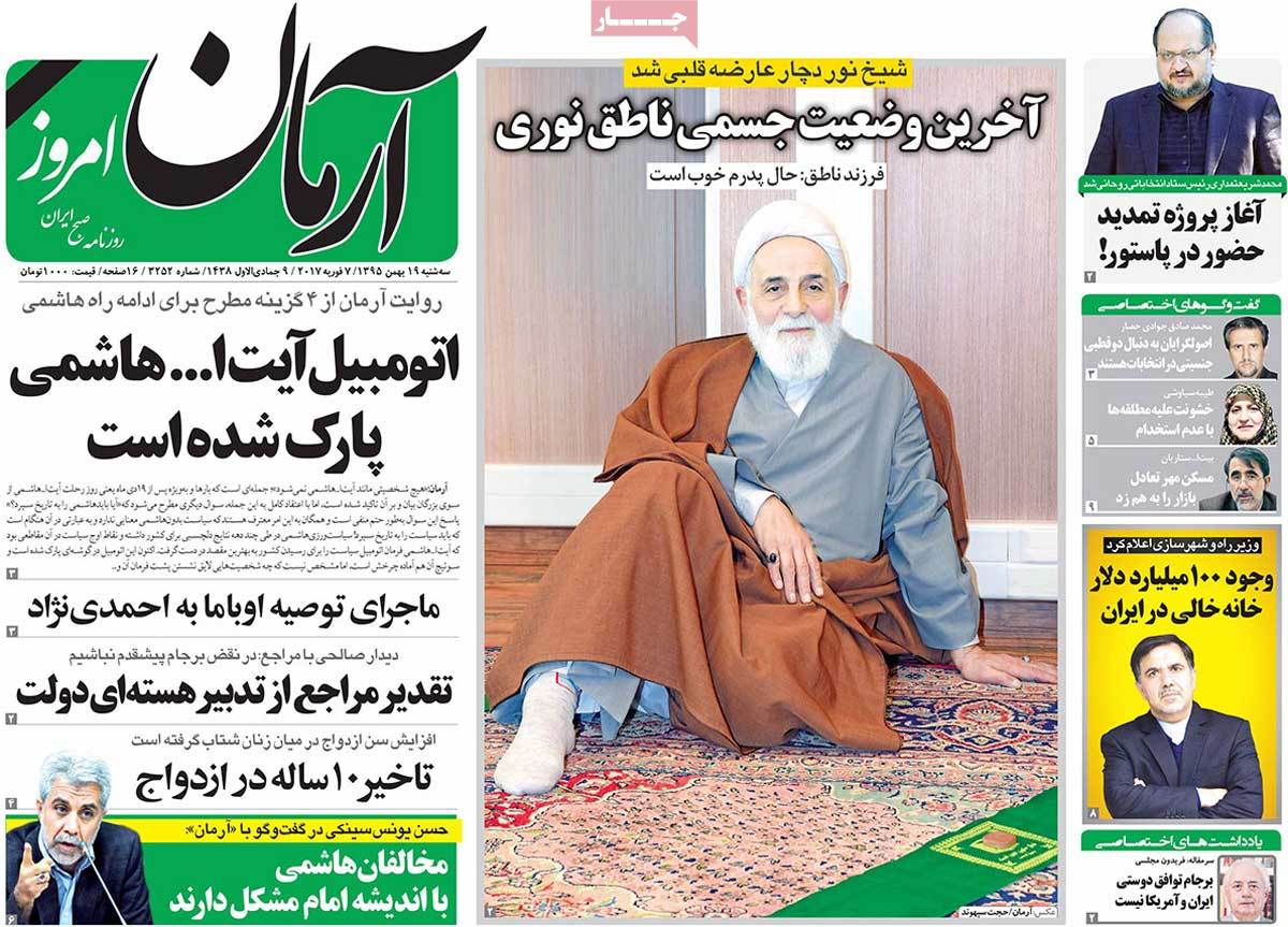 A Look at Iranian Newspaper Front Pages on February 7