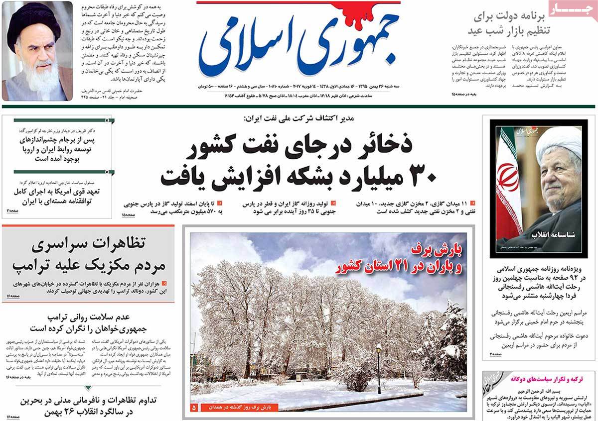 A Look at Iranian Newspaper Front Pages on February 14