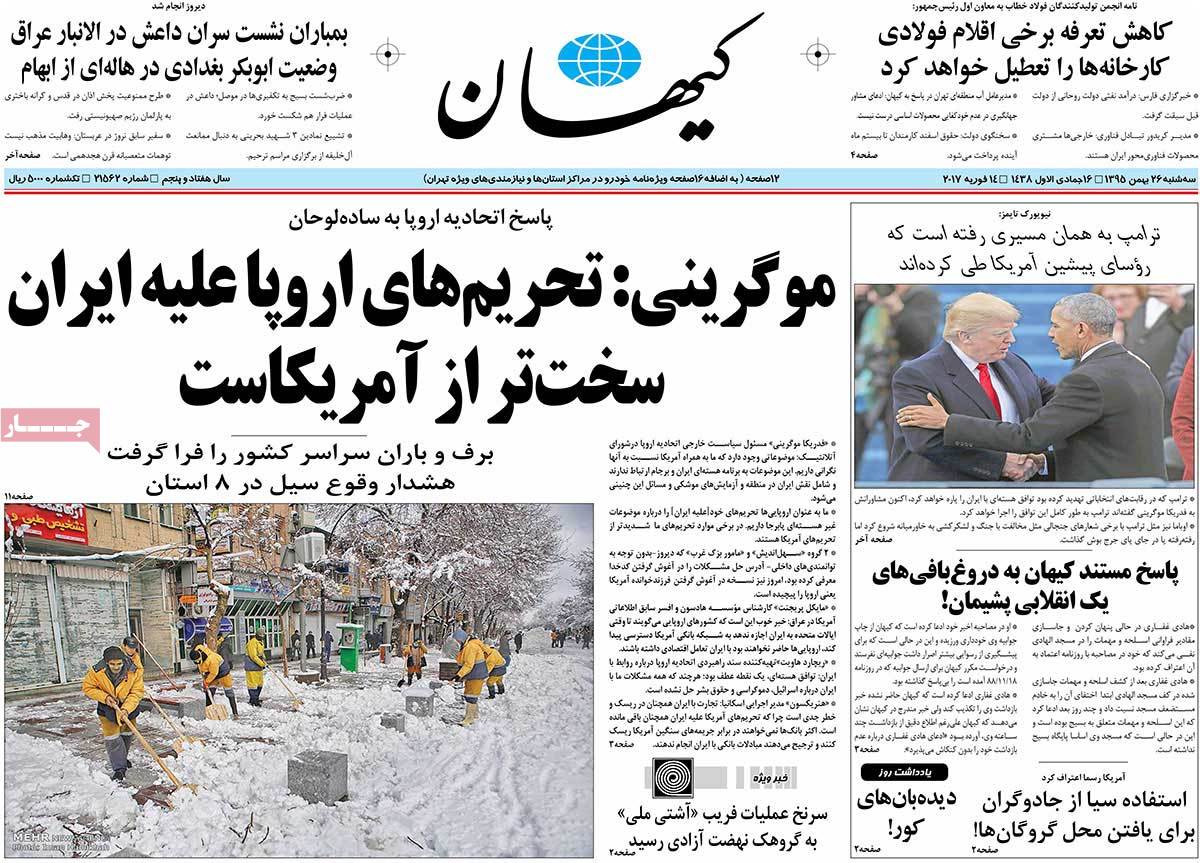 A Look at Iranian Newspaper Front Pages on February 14