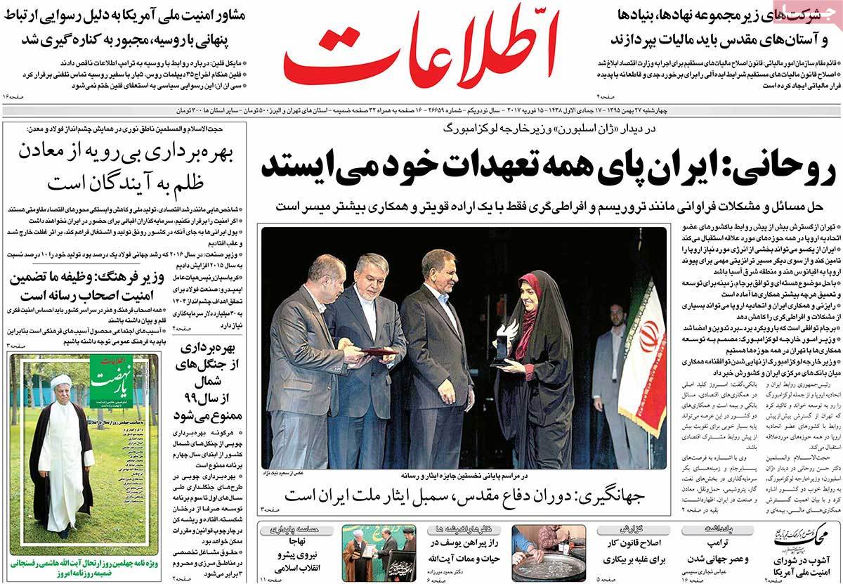 A Look at Iranian Newspaper Front Pages on February 15