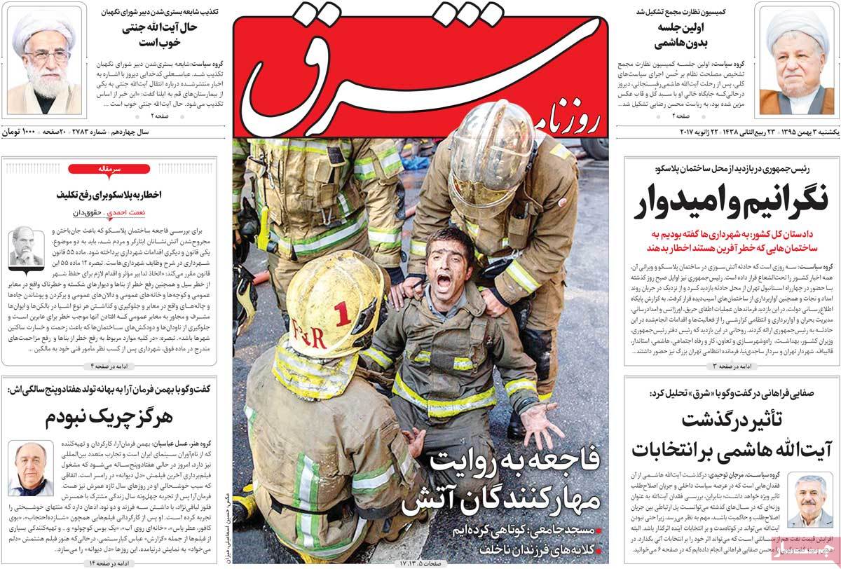 A Look at Iranian Newspaper Front Pages on January 22