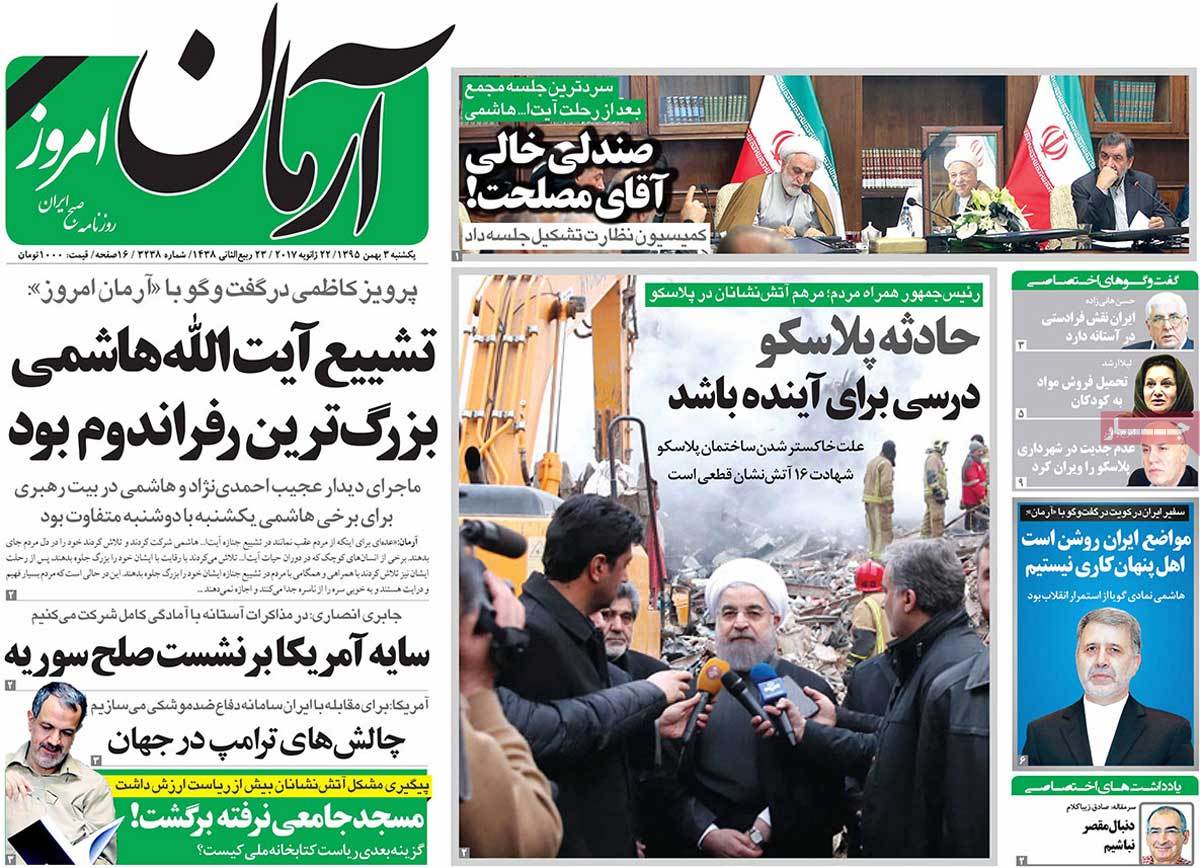 A Look at Iranian Newspaper Front Pages on January 22