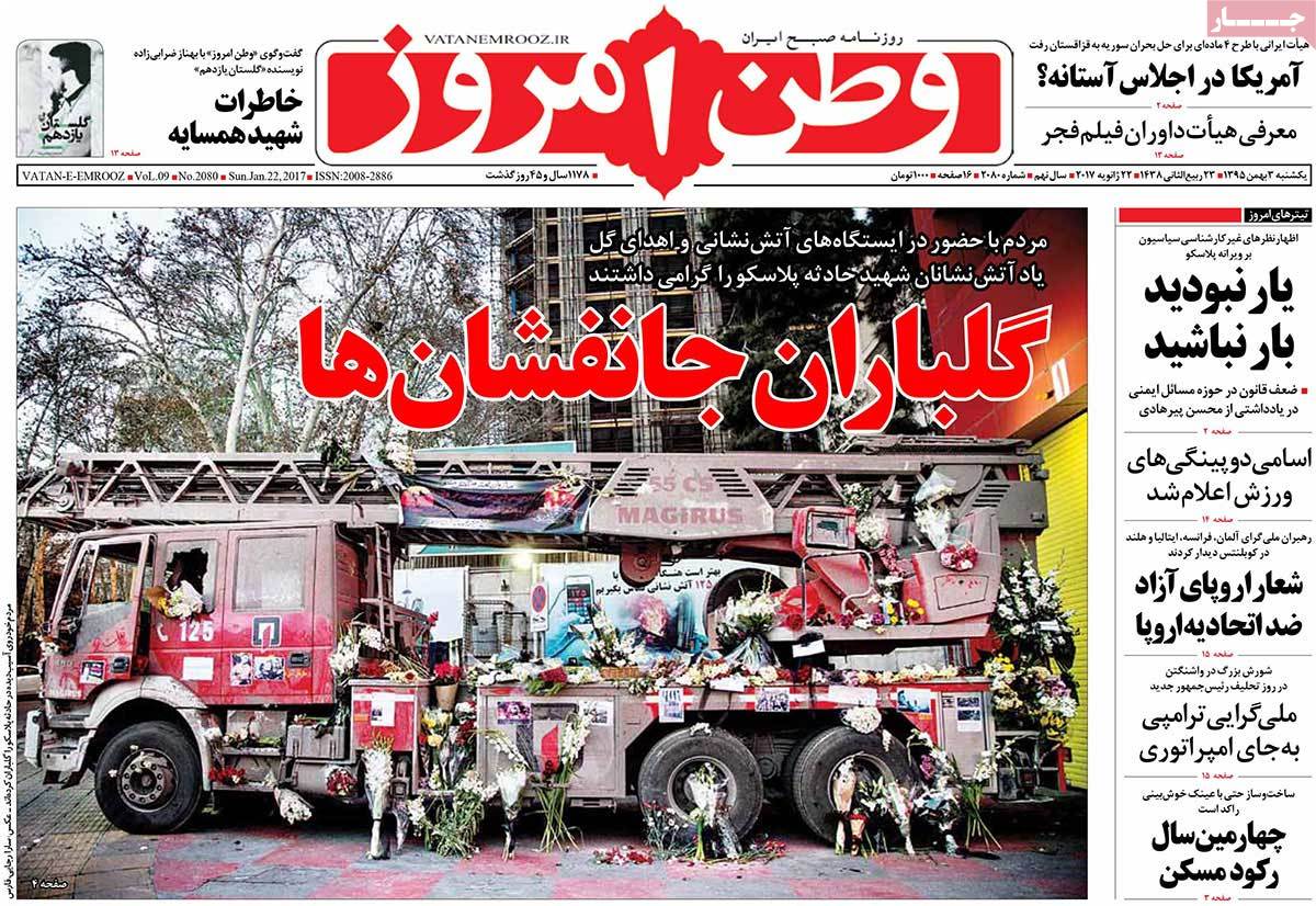 A Look at Iranian Newspaper Front Pages on January 22