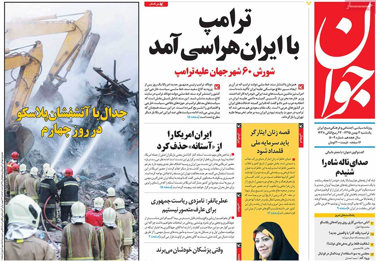 A Look at Iranian Newspaper Front Pages on January 22