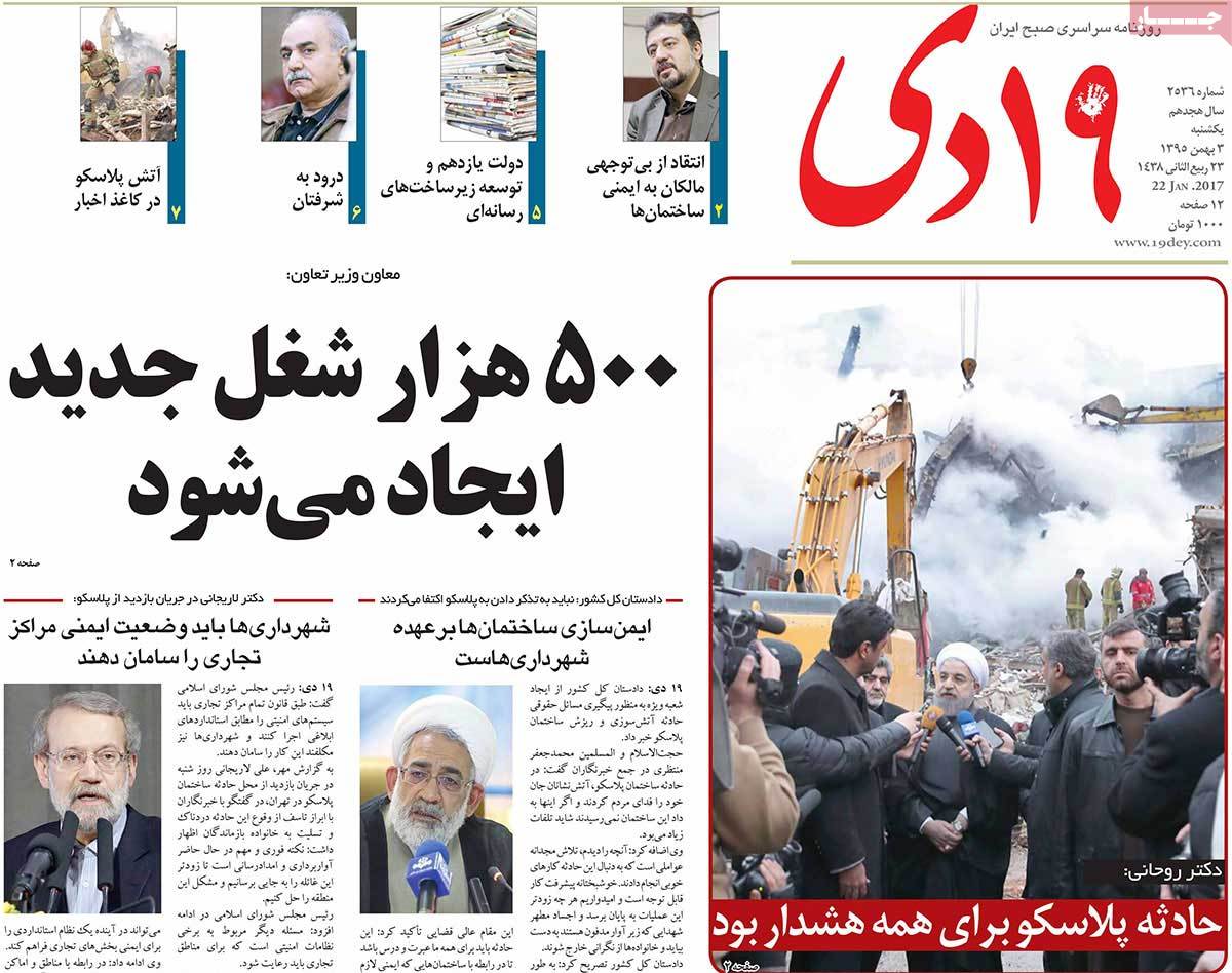 A Look at Iranian Newspaper Front Pages on January 22