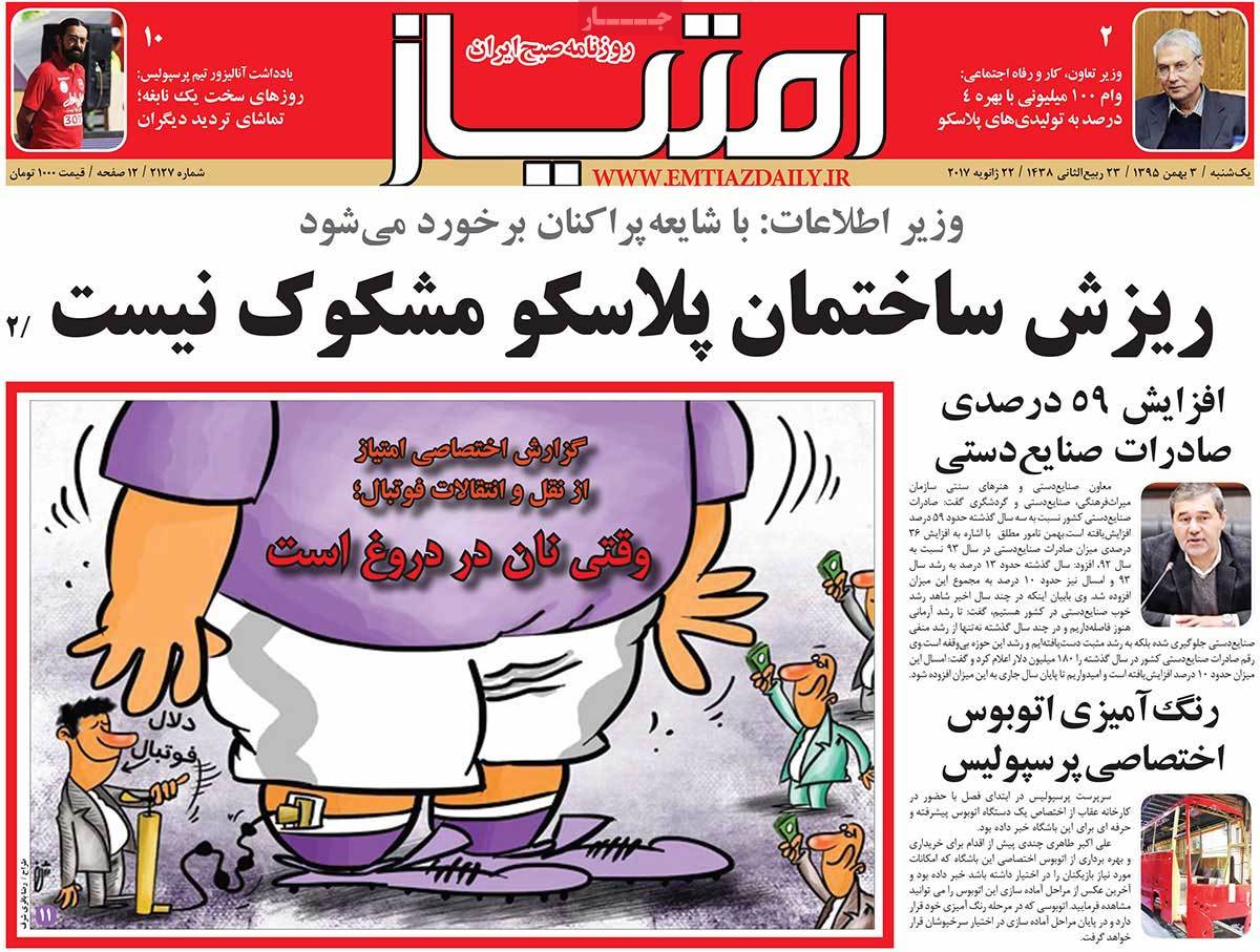 A Look at Iranian Newspaper Front Pages on January 22