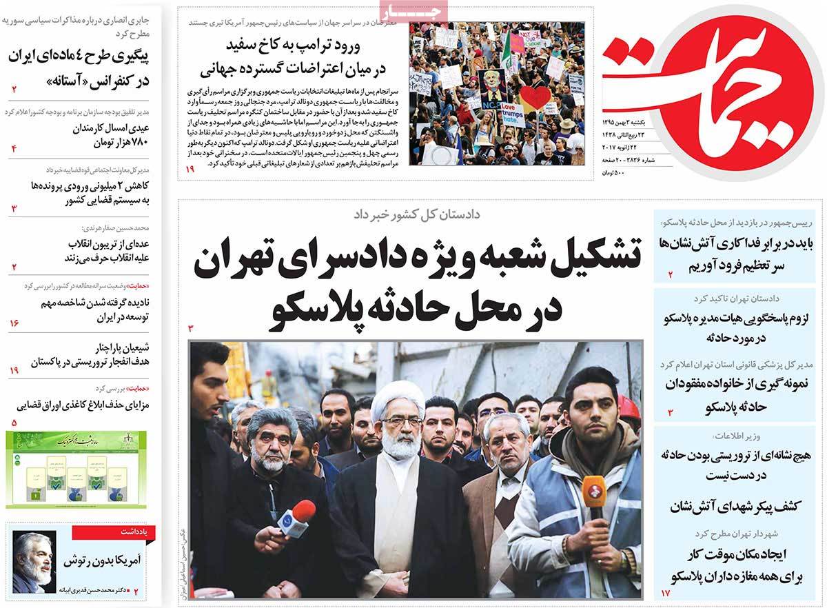 A Look at Iranian Newspaper Front Pages on January 22