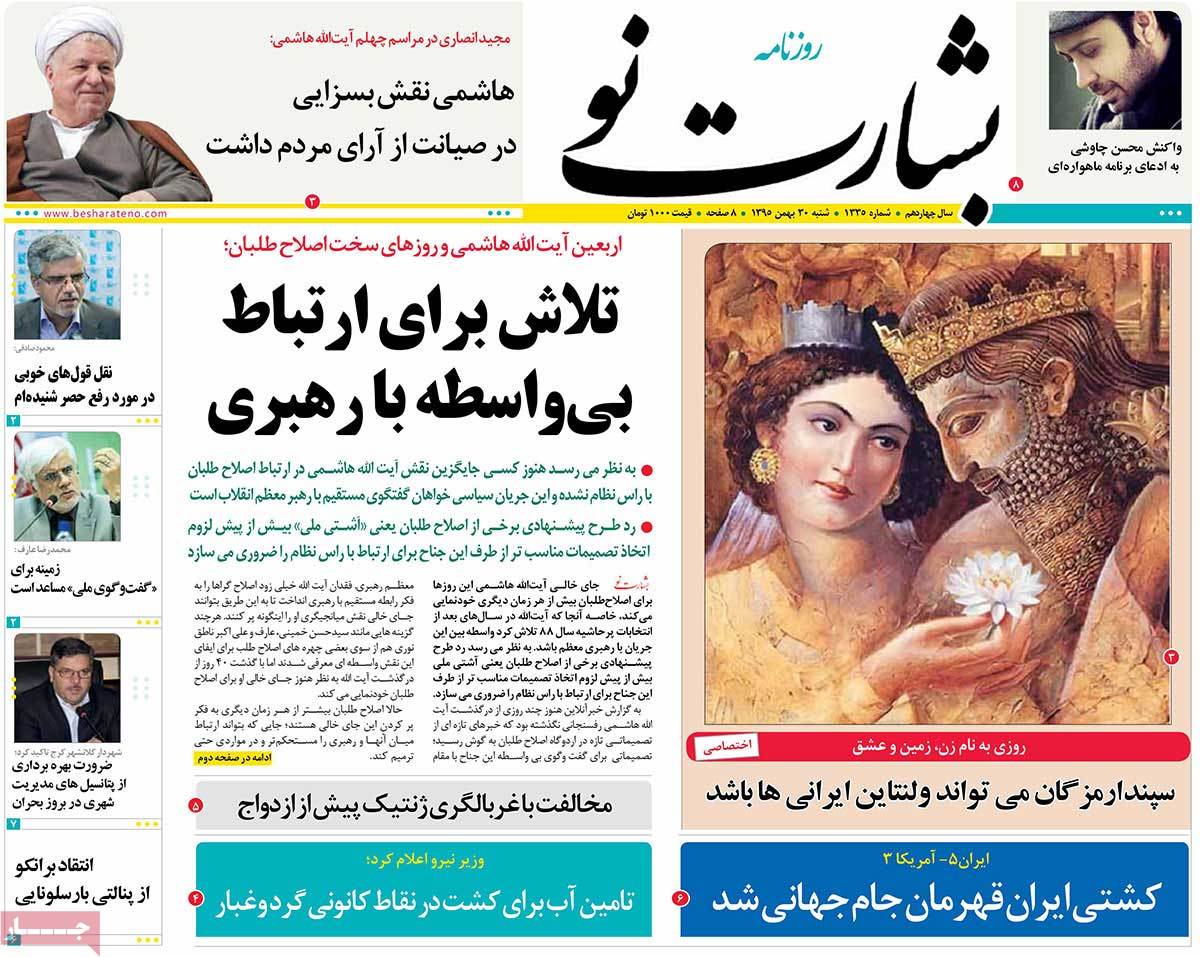 A Look at Iranian Newspaper Front Pages on February 18