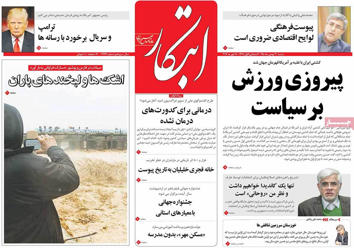 A Look at Iranian Newspaper Front Pages on February 18