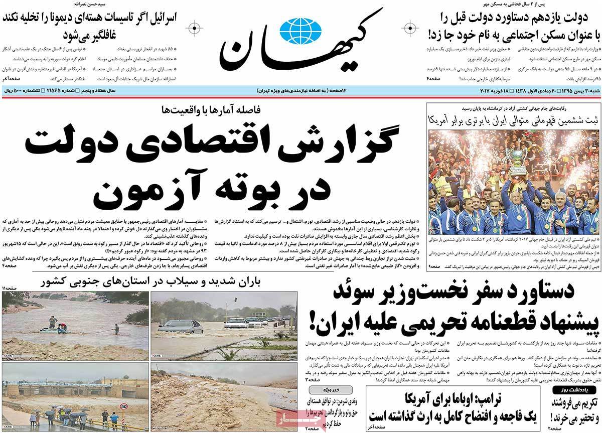 A Look at Iranian Newspaper Front Pages on February 18