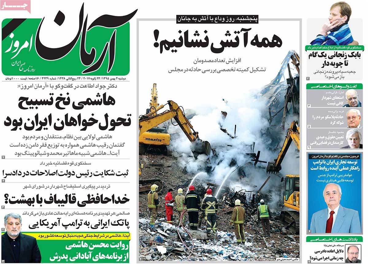 A Look at Iranian Newspaper Front Pages on January 23