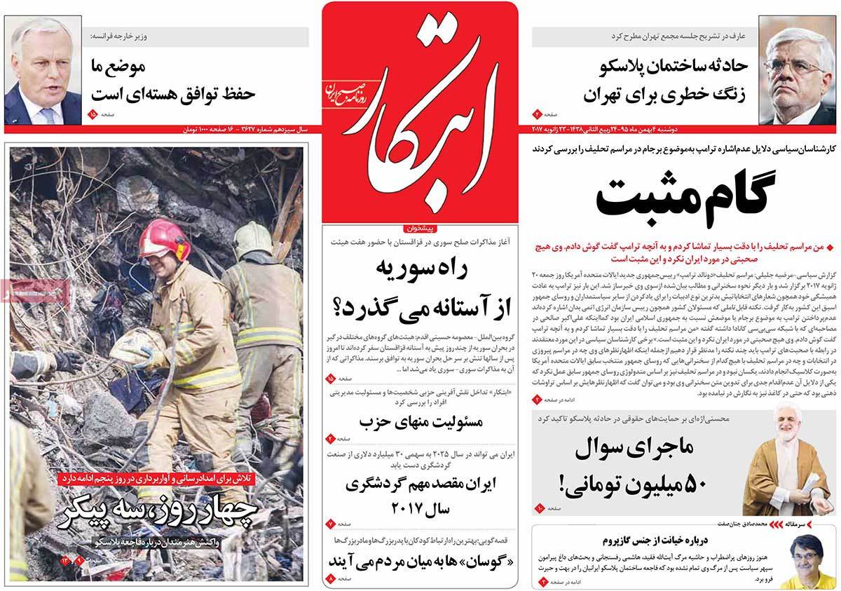 A Look at Iranian Newspaper Front Pages on January 23