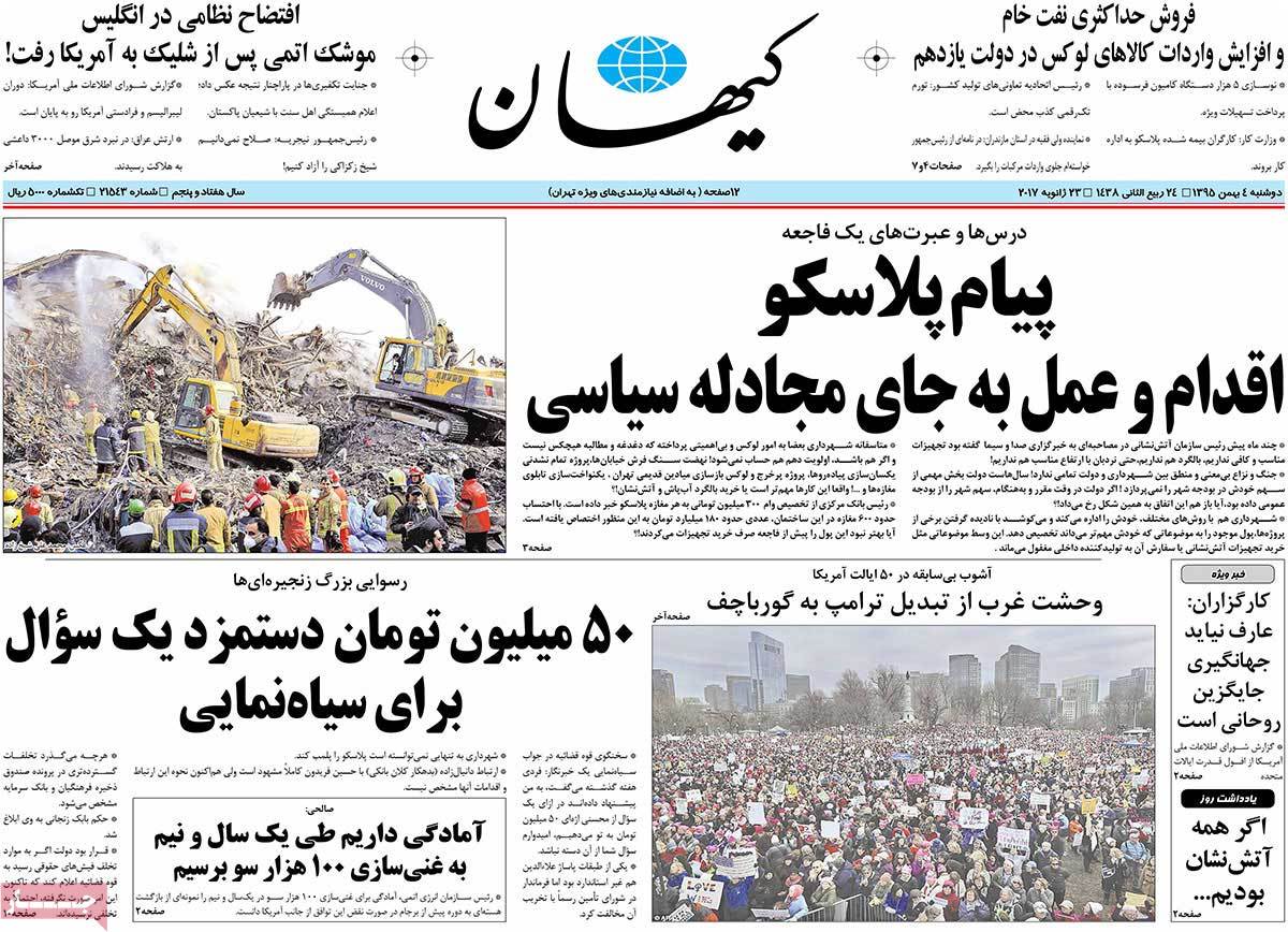 A Look at Iranian Newspaper Front Pages on January 23