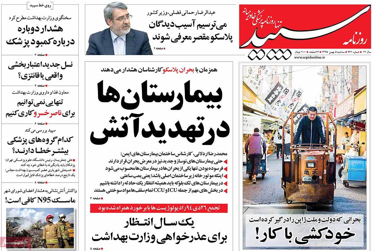 A Look at Iranian Newspaper Front Pages on January 24