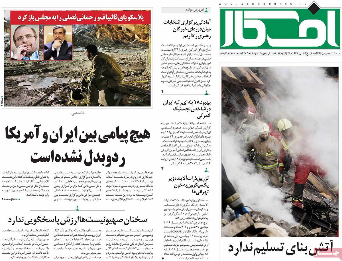 A Look at Iranian Newspaper Front Pages on January 24