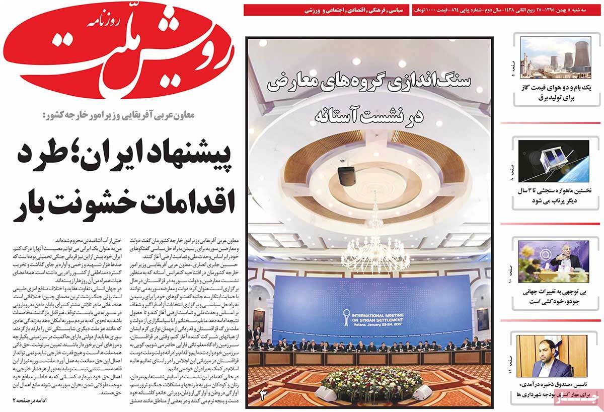 A Look at Iranian Newspaper Front Pages on January 24