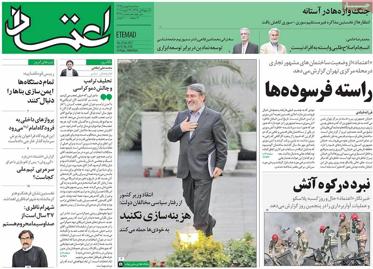 A Look at Iranian Newspaper Front Pages on January 24