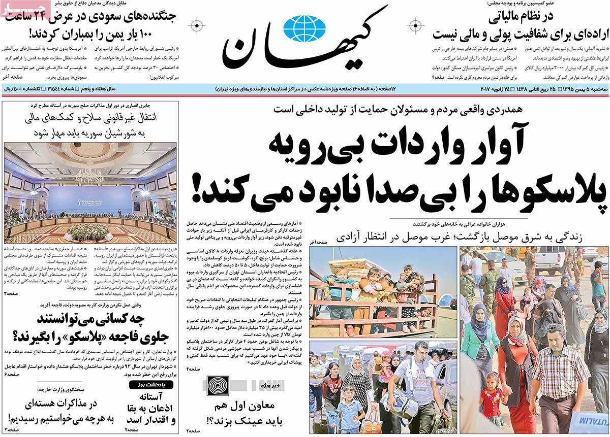 A Look at Iranian Newspaper Front Pages on January 24