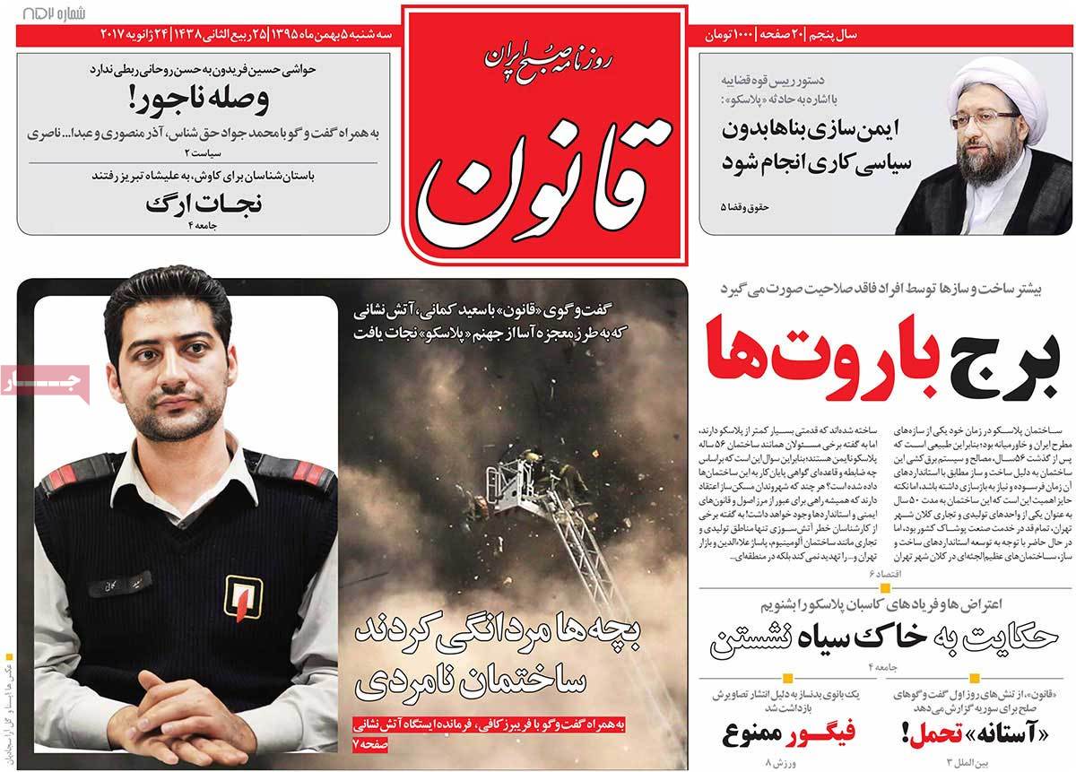 A Look at Iranian Newspaper Front Pages on January 24