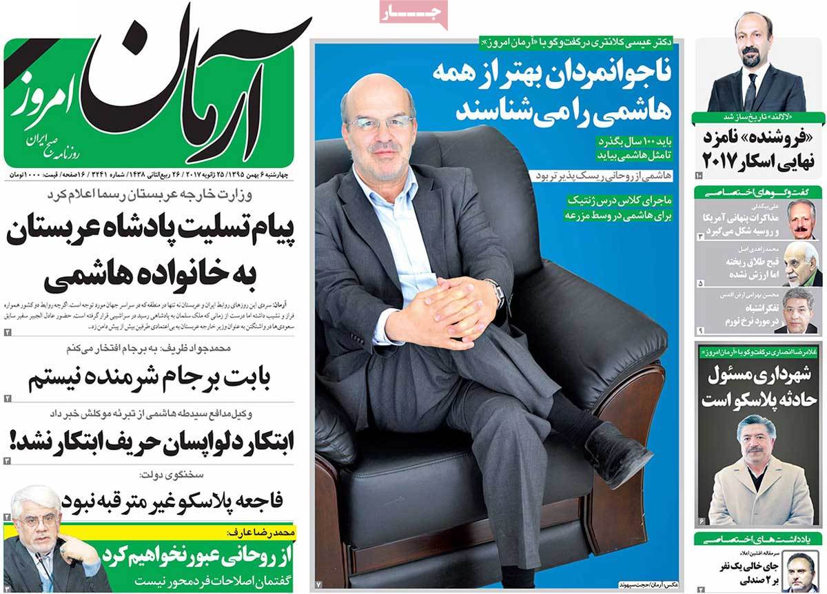 A Look at Iranian Newspaper Front Pages on January 25