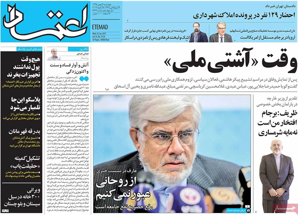 A Look at Iranian Newspaper Front Pages on January 25