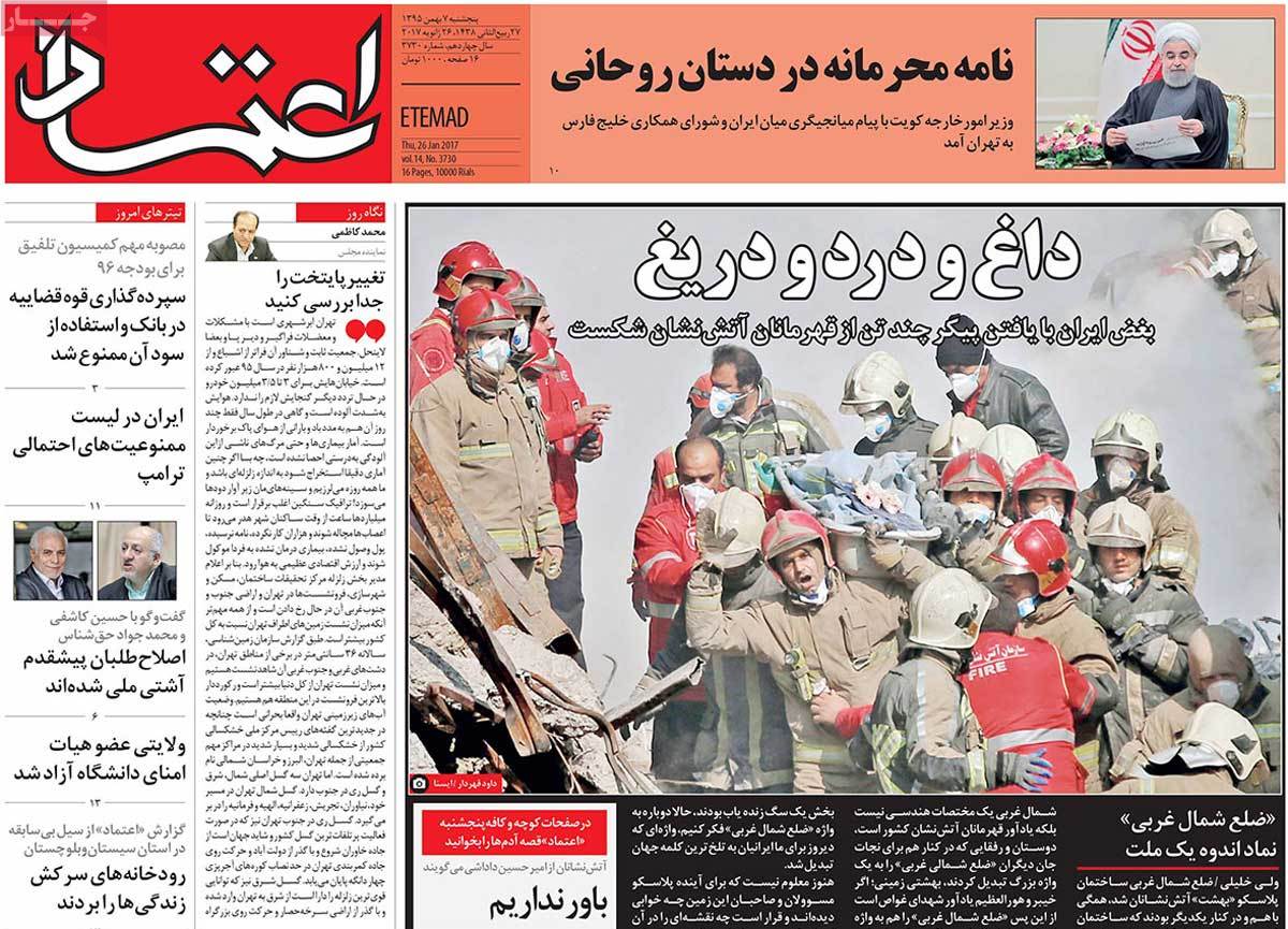 A Look at Iranian Newspaper Front Pages on January 26