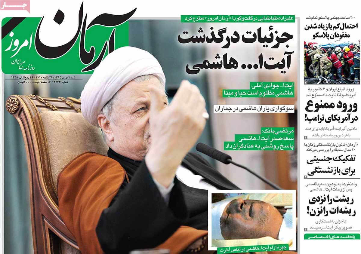 A Look at Iranian Newspaper Front Pages on January 28