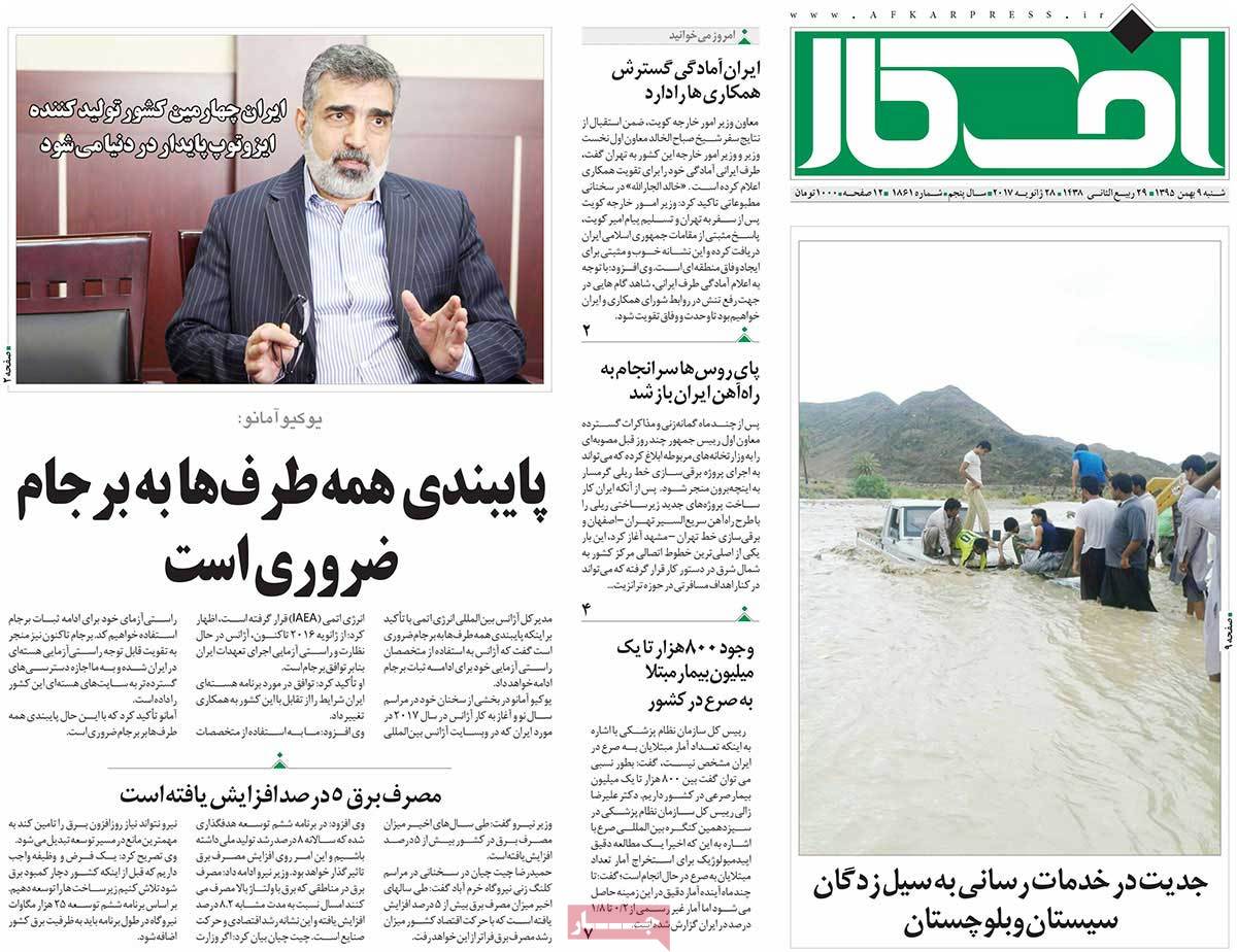 A Look at Iranian Newspaper Front Pages on January 28