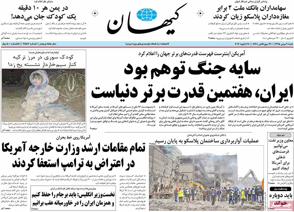 A Look at Iranian Newspaper Front Pages on January 28