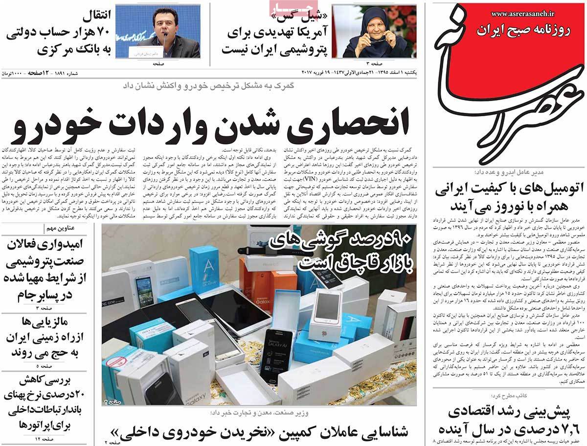 A Look at Iranian Newspaper Front Pages on February 19