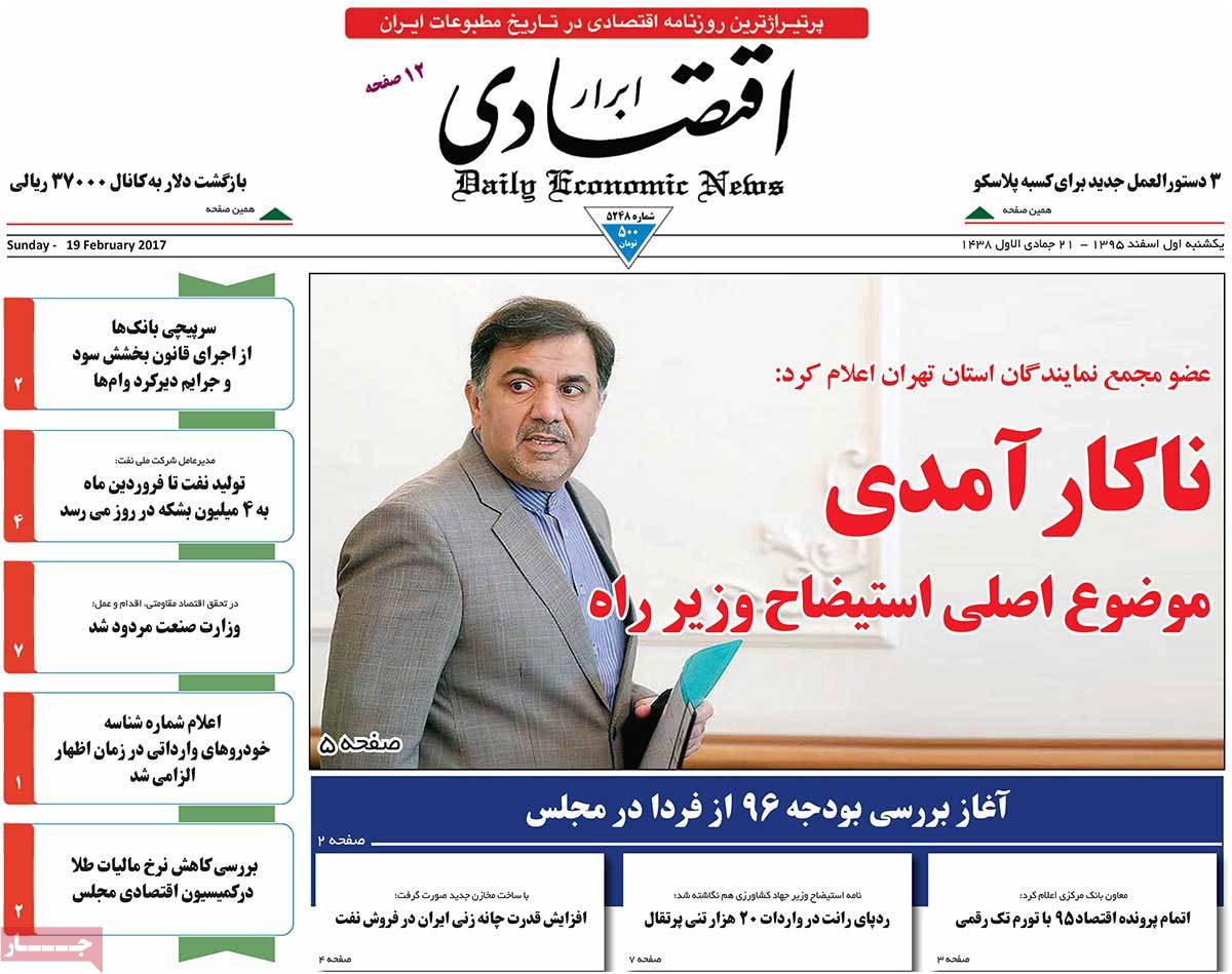 A Look at Iranian Newspaper Front Pages on February 19