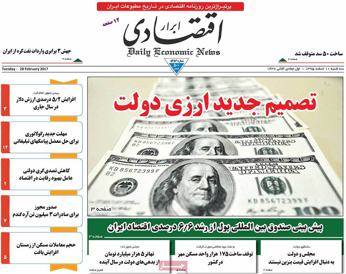 A Look at Iranian Newspaper Front Pages on February 28