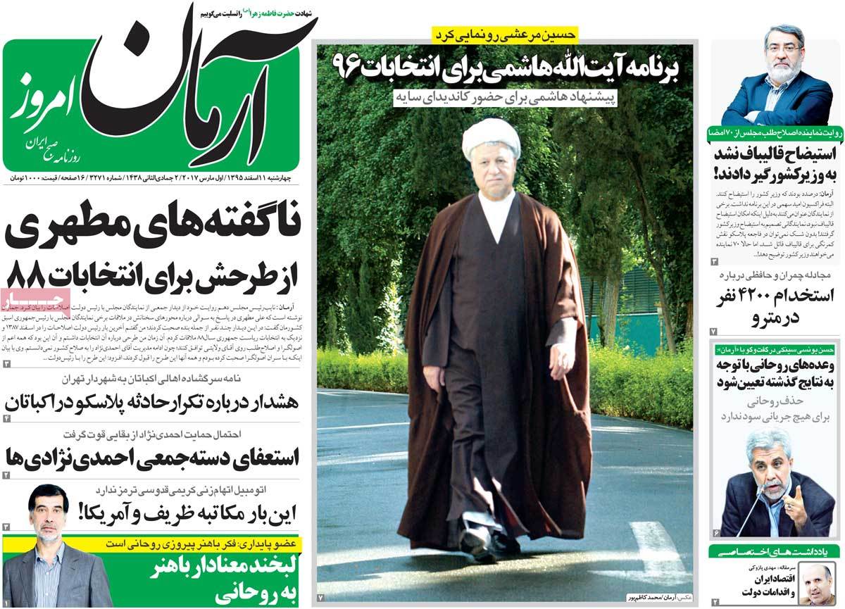 A Look at Iranian Newspaper Front Pages on March 1